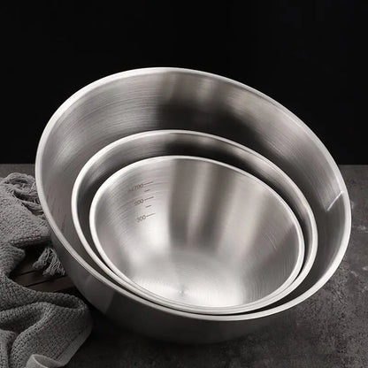 17-25cm Stainless Steel Gold And Silver Salad Bowl Rice Noodles Lamian Noodles Bowl Kitchen Tableware Food Container