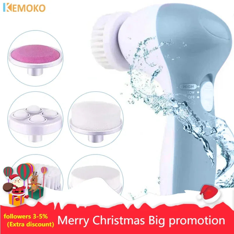 5 in 1 Facial Cleanser Pore Cleanser Face Massager Deep Electric Cleansing Brush Pore Cleaner Blackhead Remover Skin Beauty Care