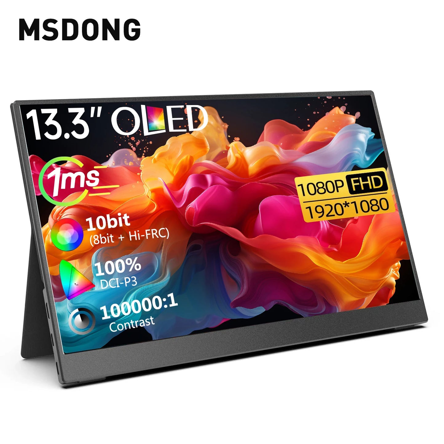 MSDONG 13.3'' OLED Portable Monitor 1080P FHD A+ Gaming Monitor Computer Extended Screen ps4 ps5 switch xbox Laptops 13.3 Inch