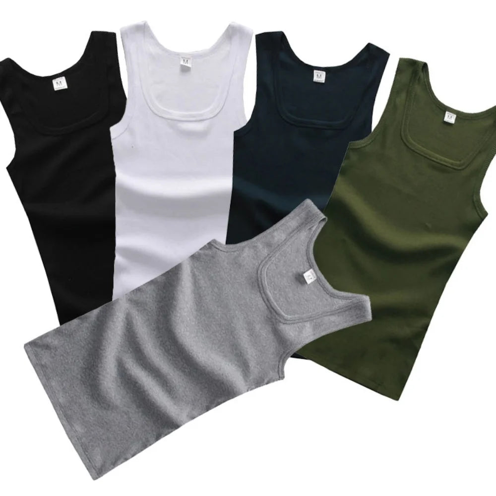 HOT Summer Plus Size Male Clothes Tank Tops 100% Pure Cotton Sleeveless Fitness T-shirt Elastic Bodybuilding Vest For Men Women