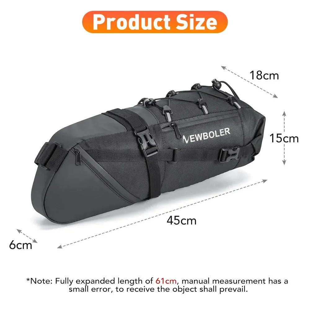 NEWBOLER Bike Bag Waterproof 10L Large Capacity Bicycle Saddle Bag Cycling Foldable Tail Rear Bag MTB Road Trunk Bikepacking