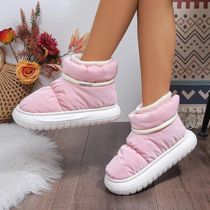 Women's Waterproof Down Cotton Padded Shoes Warm Plush Thick Bottom Snow Boots Women 2023 Platform Non-Slip Winter Ankle Boots