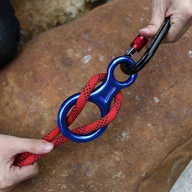 Rock Climbing Carabine 8 Shape Rigging Descender Aluminum Figure Belay Device Abseiling 35kN Eight Ring Downhill Equipment