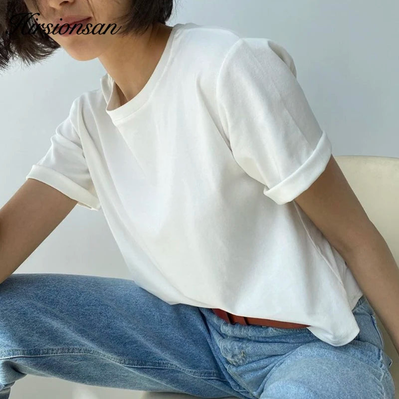 Hirsionsan 100% Cotton Oversized T Shirt Women Harajuku Basic Loose Short Sleeve Tees Soft Female Solid Tops Khaki Summer Jumper