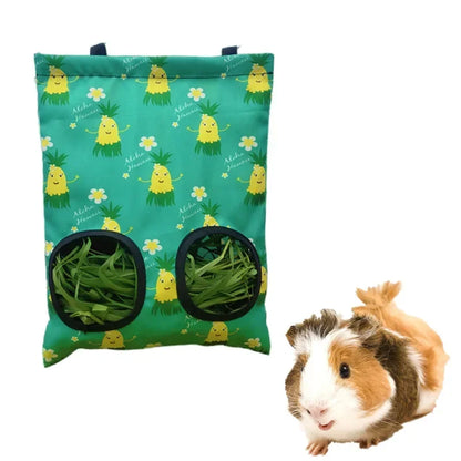 Hay Bag Hanging Pouch Feeder Holder Feeding Dispenser Container for Rabbit Guinea Pig Small Animals Pet Bunny Cage Accessories