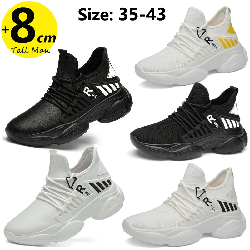 Leisure Chunky Sneakers Tall Man High Increase Insole 8cm Men Fashion Shoes