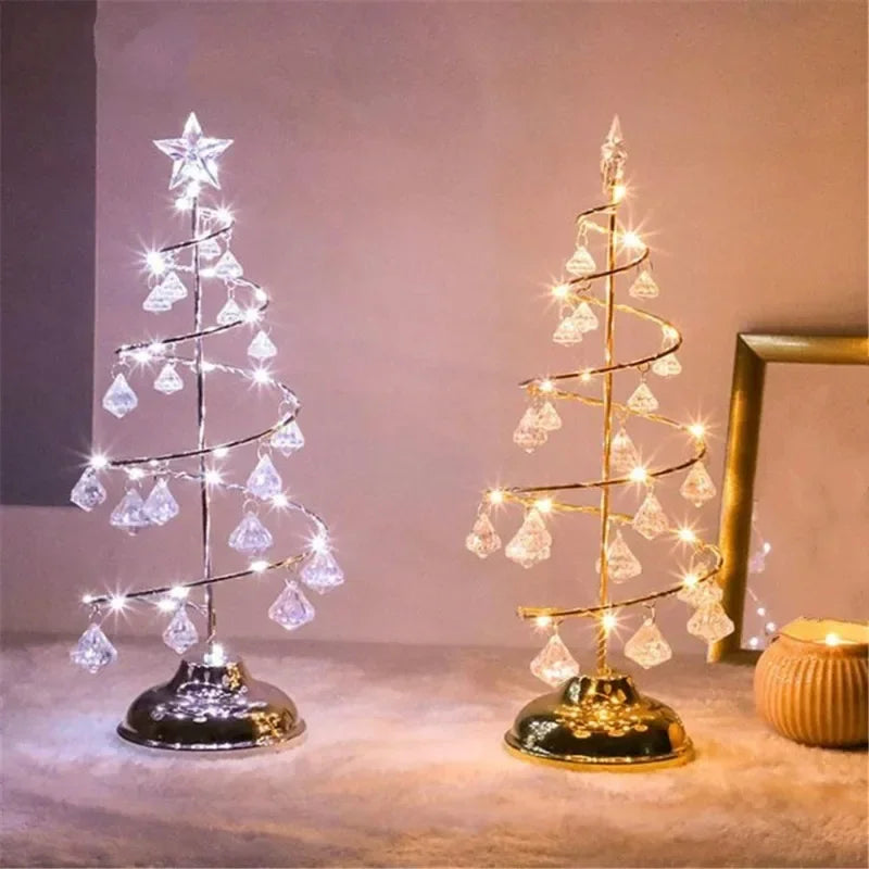 1pcs LED Night Light Mini Christmas Tree Wire Garland Lamp for Kids Home Bedroom Decoration Decor Fairy Light Holiday Lighting