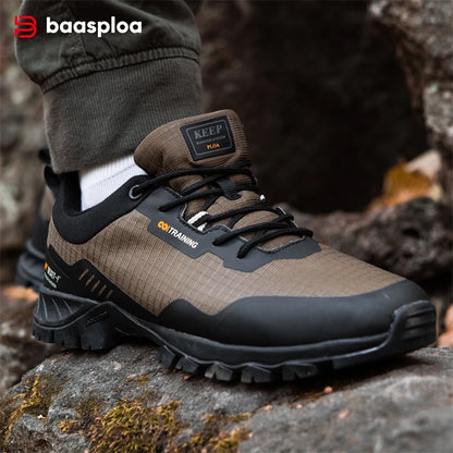 Baasploa New Men's Anti-Skid Wear-Resistant Hiking Shoes Fashion Waterproof Outdoor Travel shoes Sneaker Comfortable Male Shoes