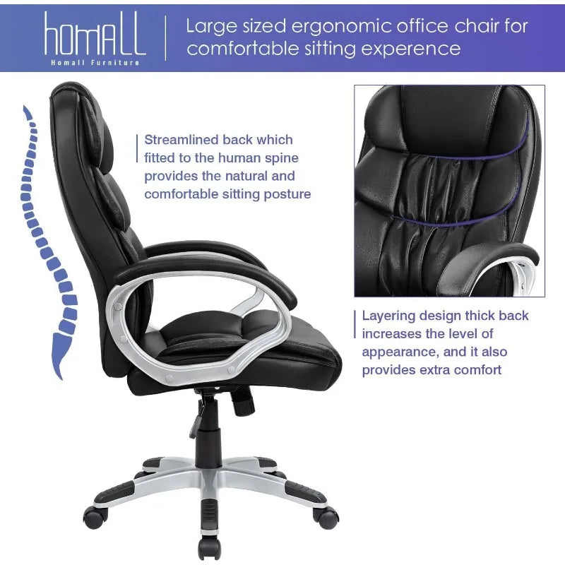 Homall Office Chair High Back Computer Desk Chair , PU Leather Adjustable Height Modern Executive Swivel Task Chair