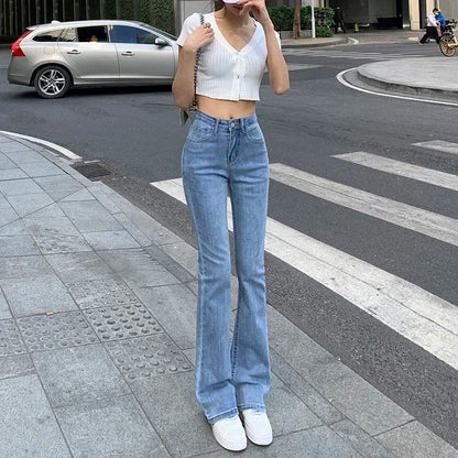 ZOENOVA Women White Vintage Flare Jeans England Style High Street Women's Pants High Waist Denim