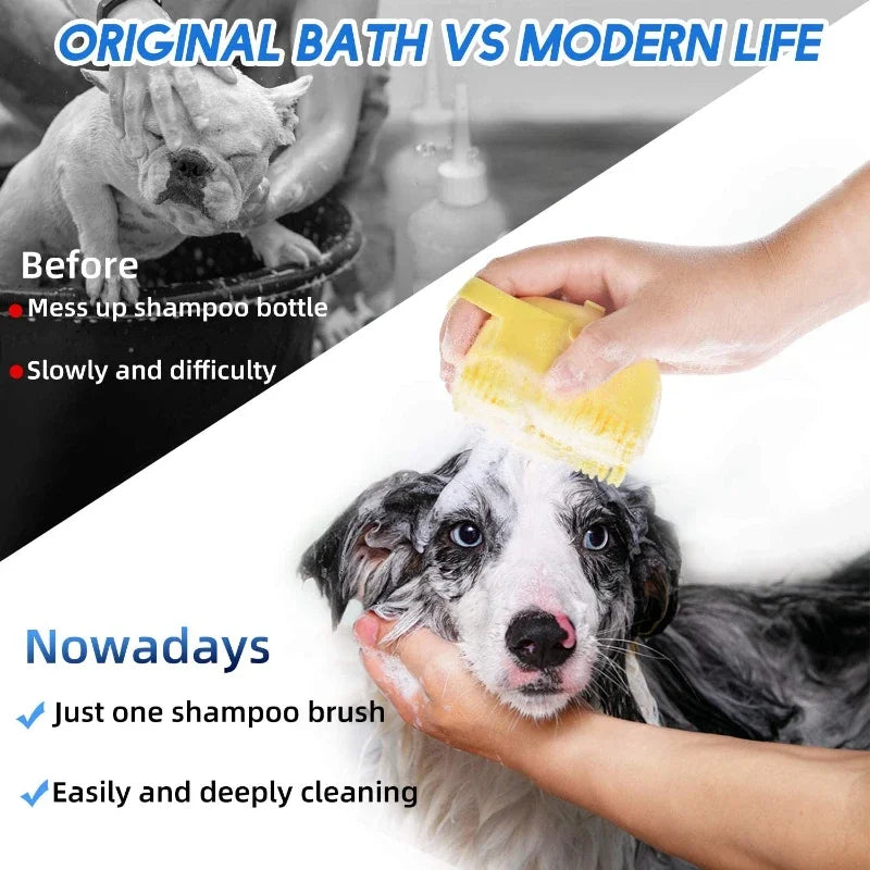 Pet Dog Shampoo Brush 2.7oz 80ml Cat Massage Comb Grooming Scrubber for Bathing Short Hair Soft Silicone Rubber