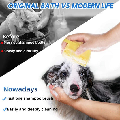 Pet Dog Shampoo Brush 2.7oz 80ml Cat Massage Comb Grooming Scrubber for Bathing Short Hair Soft Silicone Rubber