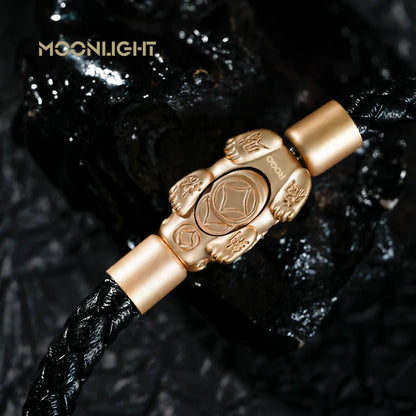 MOONLIGHT Fengshui Pixiu Bracelet Genuine Braided Leather Bracelet For Women Men Wealth Good Luck Unisex Wristband Jewelry Gifts