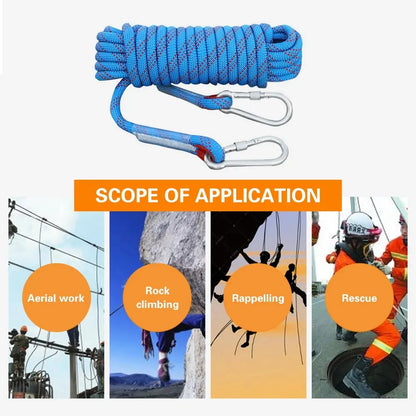 Tomshoo 10mm Rock Climbing Rope 10M/20M/30M Outdoor Static Rapelling Rope for Fire Rescue Safety Escape Climbing Accessories