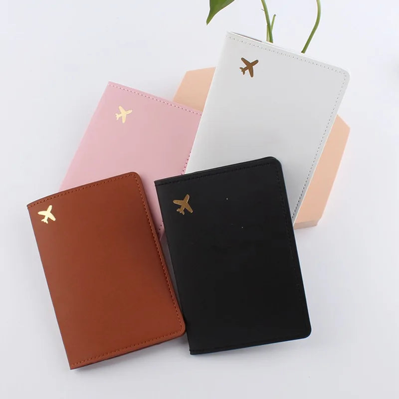 Lover Couple Passport Cover Hot Stamping Simple Plane Women Men Travel Wedding Passport Covers Holder Fashion Wedding Gift