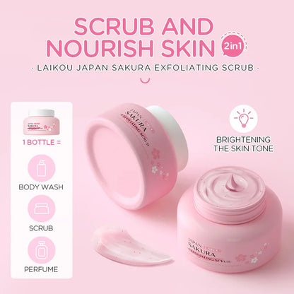 LAIKOU Sakura Peeling Exfoliating Scrub Blackhead Dead Skin Remove Soften Face Body Cleanser Pores Cleansing Gel Exfoliator 100g