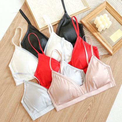 LOPNT 93% Natural Silk Female Bra Smooth Top Women Cozy Cloth Women's Underwear Dignified Temperament Bralette Womenswear