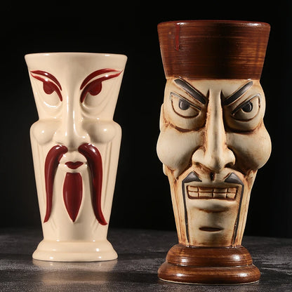 Hawaii Ceramic Tiki Mug Creative Cocktail Cup Easter Island Tiki Mugs Halloween Gift for Bar Tool