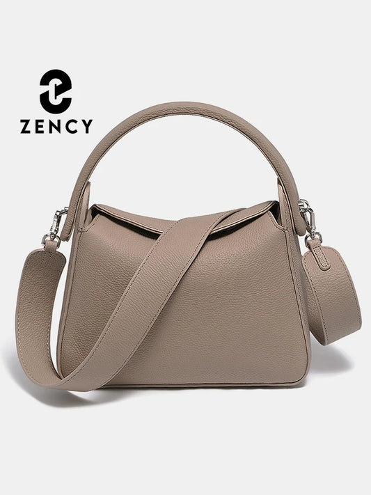 Zency New Women's Simple Luxury Brand Solid Color Pillow Bag Designer Leather Handbag Crossbody Top-handle Purse