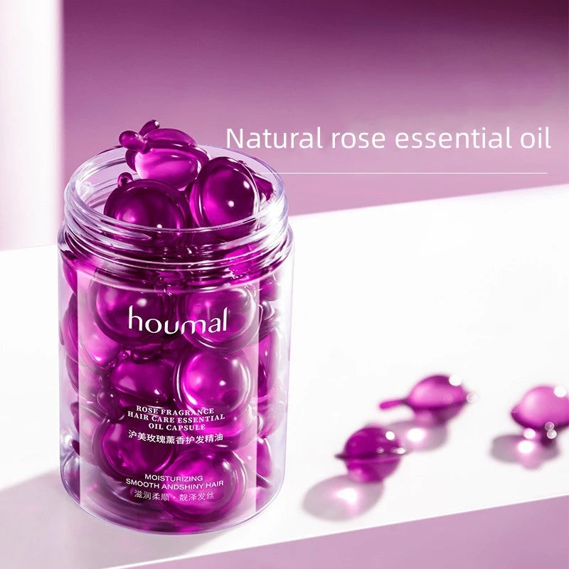 Rose Essential Oil Capsules Supple Dry Hair Keratin Plant Complex Oil Dry Damaged Hair Repair Female Hair Care Products 30pcs