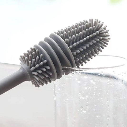 Silicone Milk Bottle Brush Cup Scrubber Glass Cleaner Long Handle Drink Bottle Clean Brush Kitchen Cleaning Tool