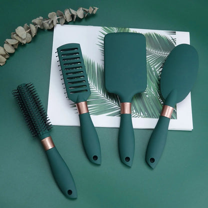 4 Pcs Hair Brush Set Anti Static Massage Oval Comb With Silicone Cushion Base Detangling Brush Round Hair Brush Vent Hair Brush