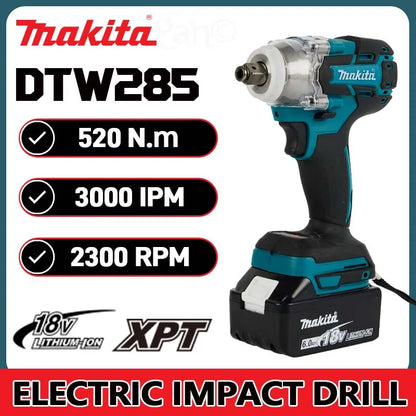 Makita DTW285 520N.M Impact Electric Wrench Brushless Wrench Cordless Tool Power Tools Rechargeable For Makita 18V Battery