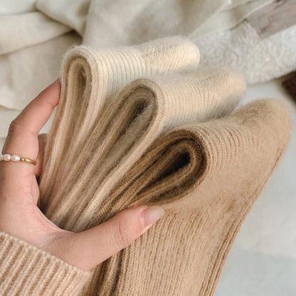 Women Wool Socks Warm Winter Thick Cashmere Fuzzy Casual Solid Color Comfortable Home Sock Soft Long Thermal High Quality