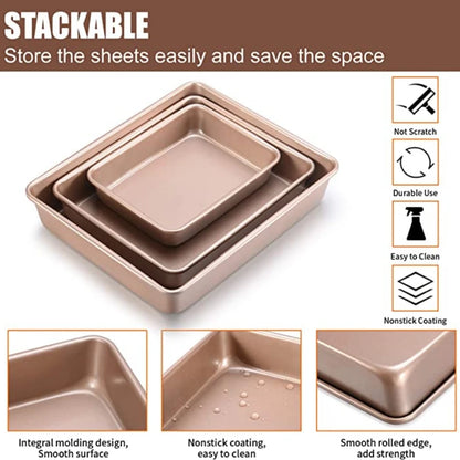 Thicken Carbon Steel Golden Baking Tray Nonstick Square Oven Cake Bread Pastry Pans Biscuits Bakeware Mold Kitchen Cooking Tools