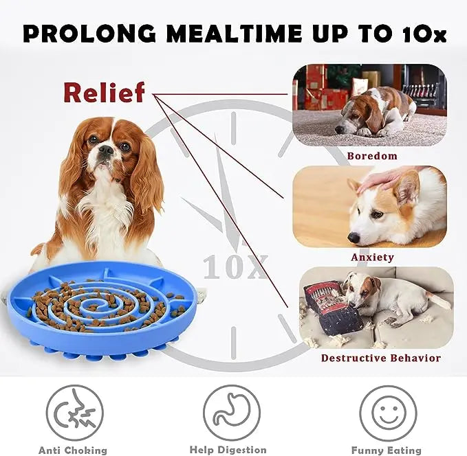 Pet supplies Slow Food Bowl Cat Anti-Knockover Anti-Slip Food Bowl Puppy Anti-choking Silicone Toy Food Plate