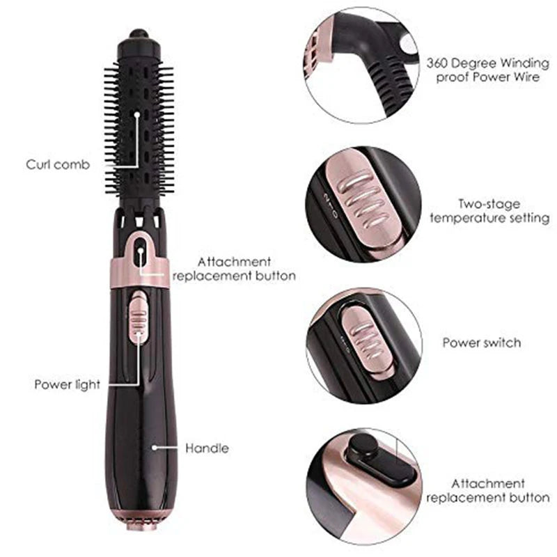 High-end ionic 4 in1 hair dryer styler power cord hot air brush comb professional electric hair straightener