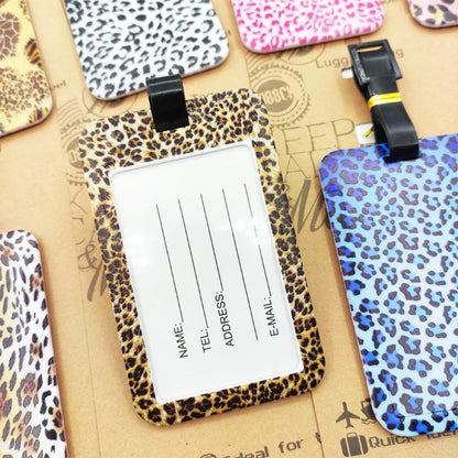 Leopard Print Luggage Label Men Travel Luggage Tag Women Suitcase ID Address Holder Baggage Boarding Portable