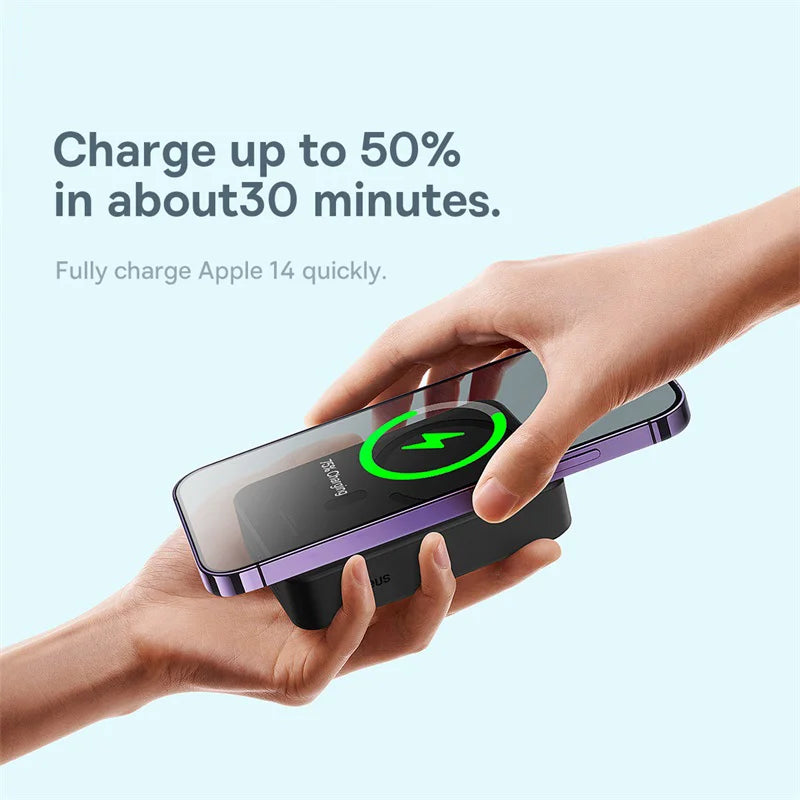 Baseus Power Bank 10000mAh Mini Magnetic Wireless Fast Charge Auto-wake For iPhone 16 15 14 13 Pro Max Magnetic Powerbank