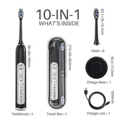 SUBORT Super Sonic Electric Toothbrushes for Adults Kid Smart Timer Whitening Toothbrush IPX7 Waterproof Replaceable Heads Set