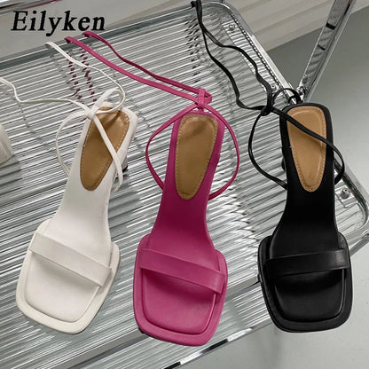 Eilyken Summer New Brand Ankle Strap Sandal Women Thin High Heel Lace-Up Dress Pumps Shoes Outdoor Gladiator Sandals