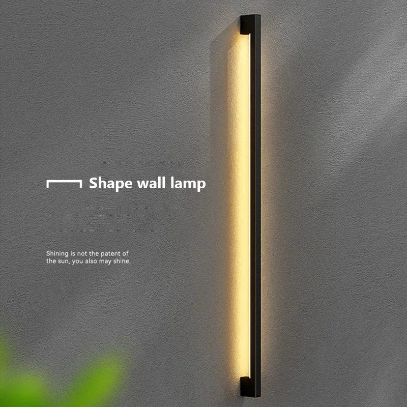 Modern Extremely Narrow Black Long Strip Wall Lamp Corridor Bedroom Bedside Living Room Decoration Bar Shape Lighting Fixtures