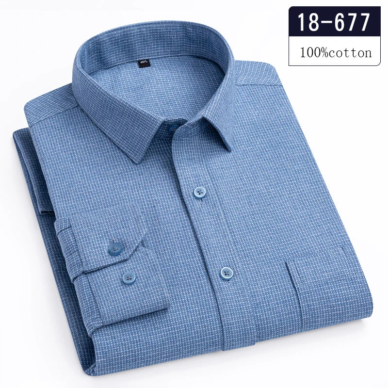 Luxury high-quality100%cotton houndstooth full shirts for men slim fit Casual shirt long-sleeve plaid soft designer clothes ropa