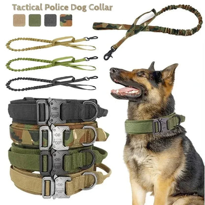 Durable Tactical Dog Collar Leash Set Adjustable Pet Collar Leash Medium Large Dog German Shepherd Training Accessories