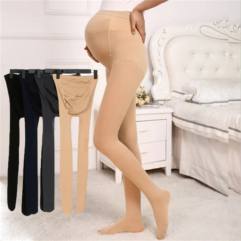 Soft Velevt Tights For Pregnant Women Adjustable High Waist Maternity Pantyhose U-shaped Belly Support Leggings Spring Autumn