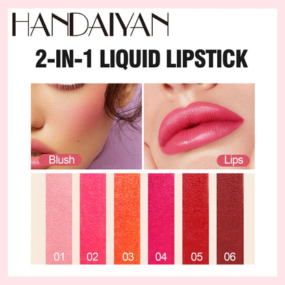 Fruit Juice Lip Tint Non-stick Cup Liquid Lipstick and Blush 2 In1 Waterproof Long Lasting Water Lip Stain Lips&cheek Makeup 1pc