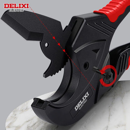 DELIXI ELECTRIC Pipe Cutter，Pipe Scissors SK5 Material Ratchet Cutter PVC/PU/PP/PE Hose Cutting Hand Tool，for Plumber，Homeowners