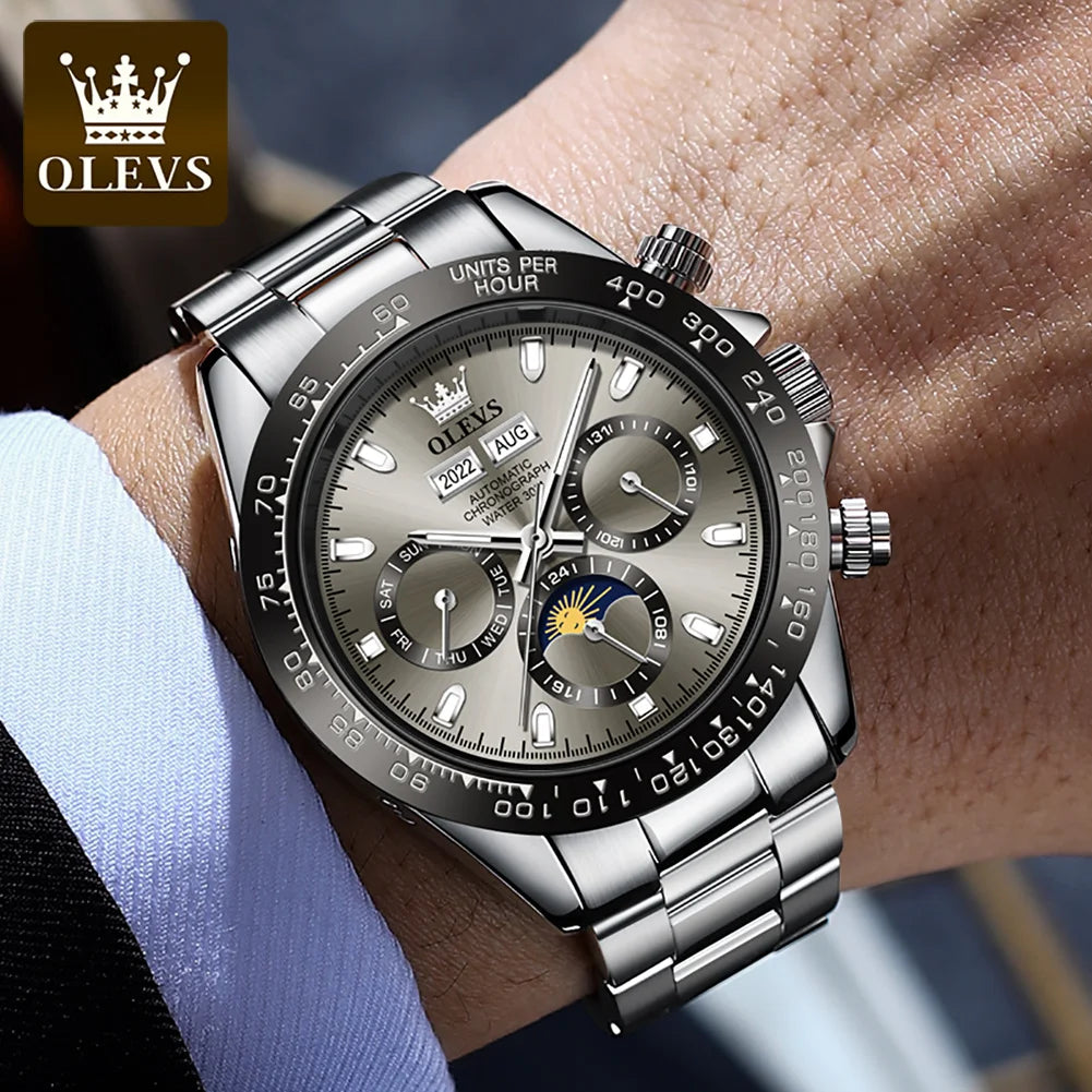 OLEVS 6654 Men's Automatic Mechanical Watch Luxury Brand Stainless Steel Waterproof Luminescent Watch Fashion Men's Watch