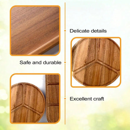 Leeseph Acacia Wood Serving Plate, Food Tray for Nut Candy Bowl Fruit Storage Bread Plate Snack Tray or Home Office Decor Tray