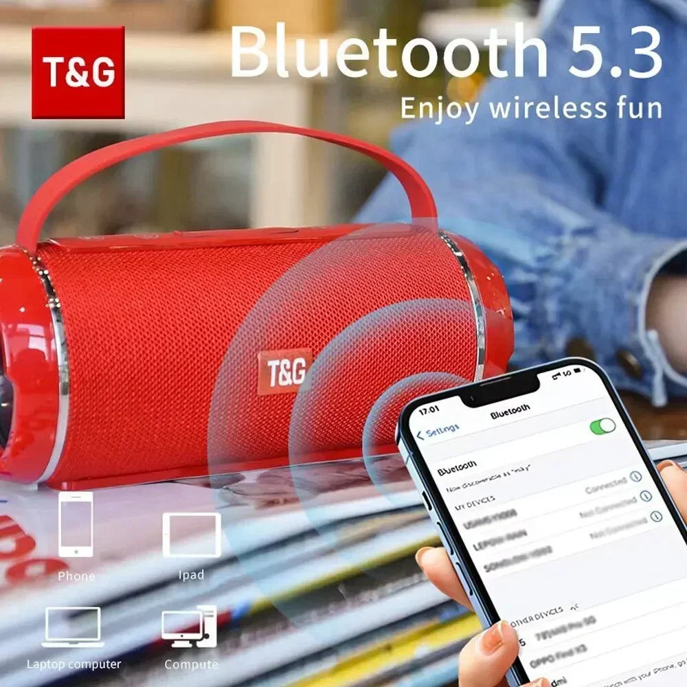 T&G Bluetooth Speaker TG116c TWS Wireless Powerful Box Portable Outdoor Speakers Waterproof Subwoofer 3D Stereo Sound HandsFree