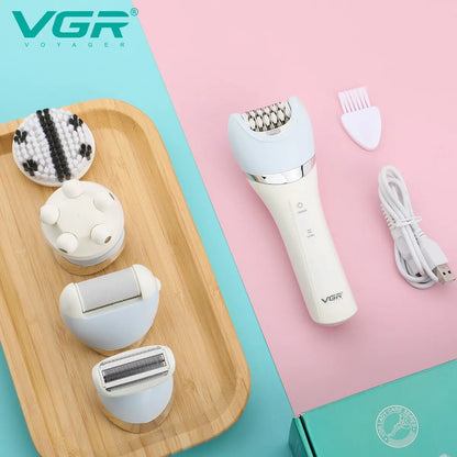 VGR Epilator 5 In 1 Electri Women Epilator Female Shaver Leg Body Hair Remover Lady Bikini Trimmer Facial Cleaning Massage V-703