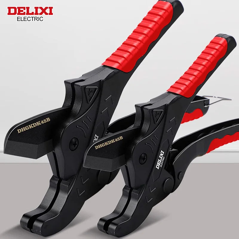 DELIXI ELECTRIC Pipe Cutter，Pipe Scissors SK5 Material Ratchet Cutter PVC/PU/PP/PE Hose Cutting Hand Tool，for Plumber，Homeowners