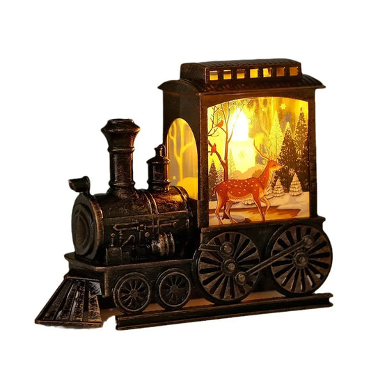 LED Night Lights Vintage Portable Train Night Lamp Battery Powered Outdoor Hanging Lanterns Christmas Festive Party Decoration