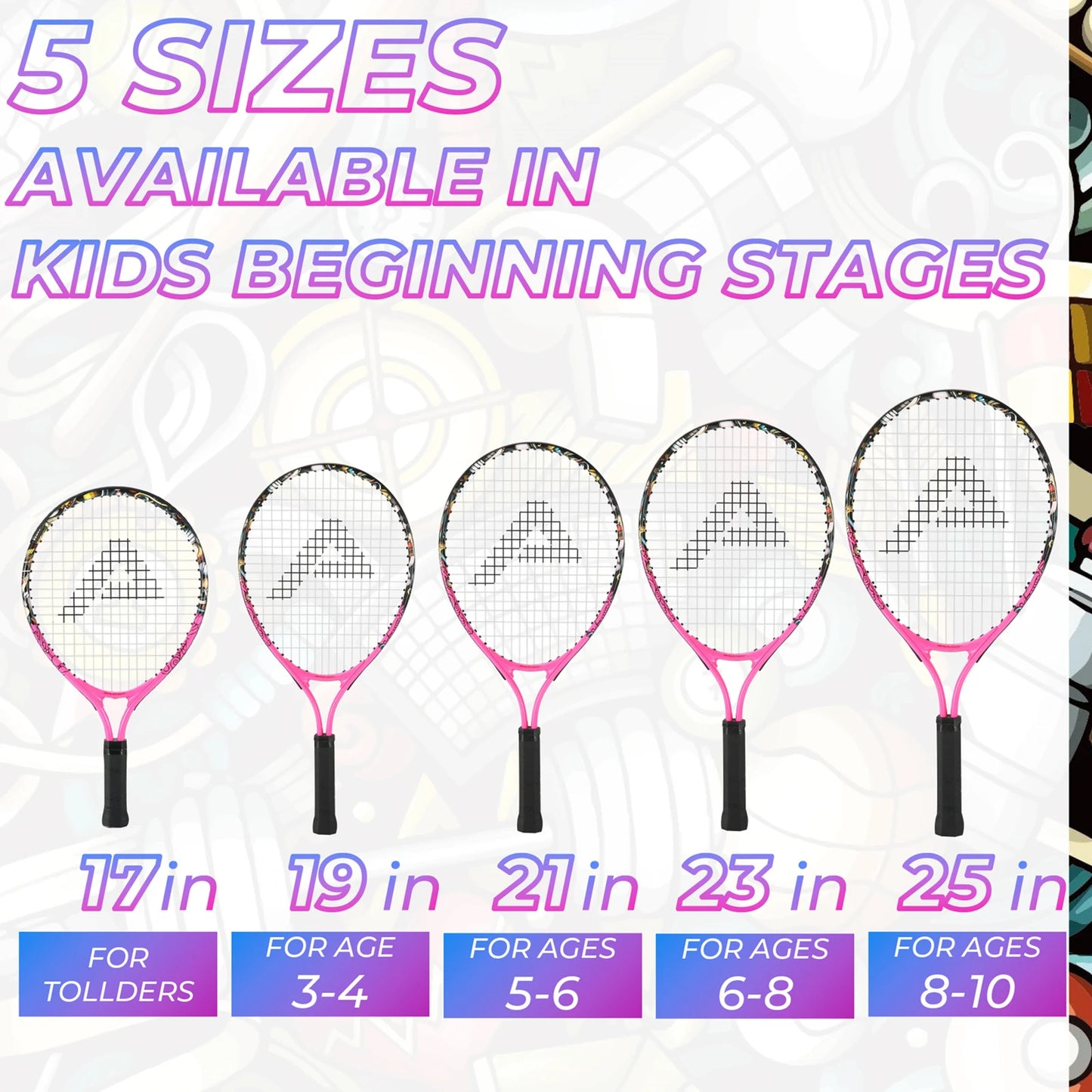 AMASPORT Tennis Rackets for Kids Toddlers 17'' with Cover Bag for Girl and Boy Tennis Racquet