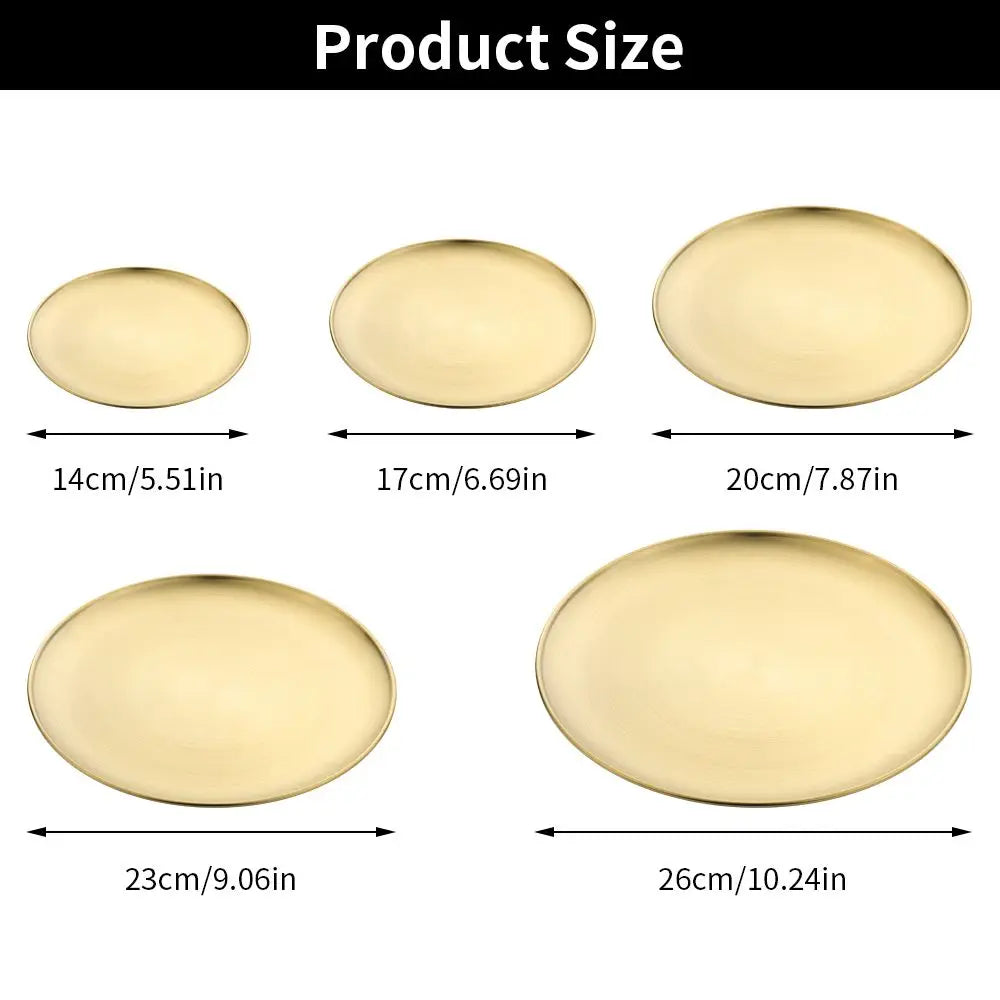 14/17/20/23/26CM Stainless Steel Bone Spitting Dish Gold Silver Shallow Tray Round Plate Metal Dining Disc Dessert Tableware