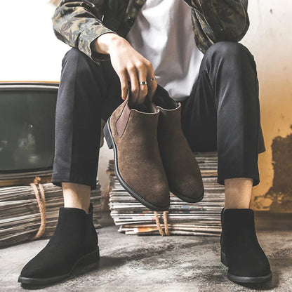 Chelsea Boots Suede Leather Boots Height Increase 2.3" or "3.1"